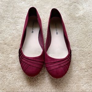 Burgundy suede ballet flats